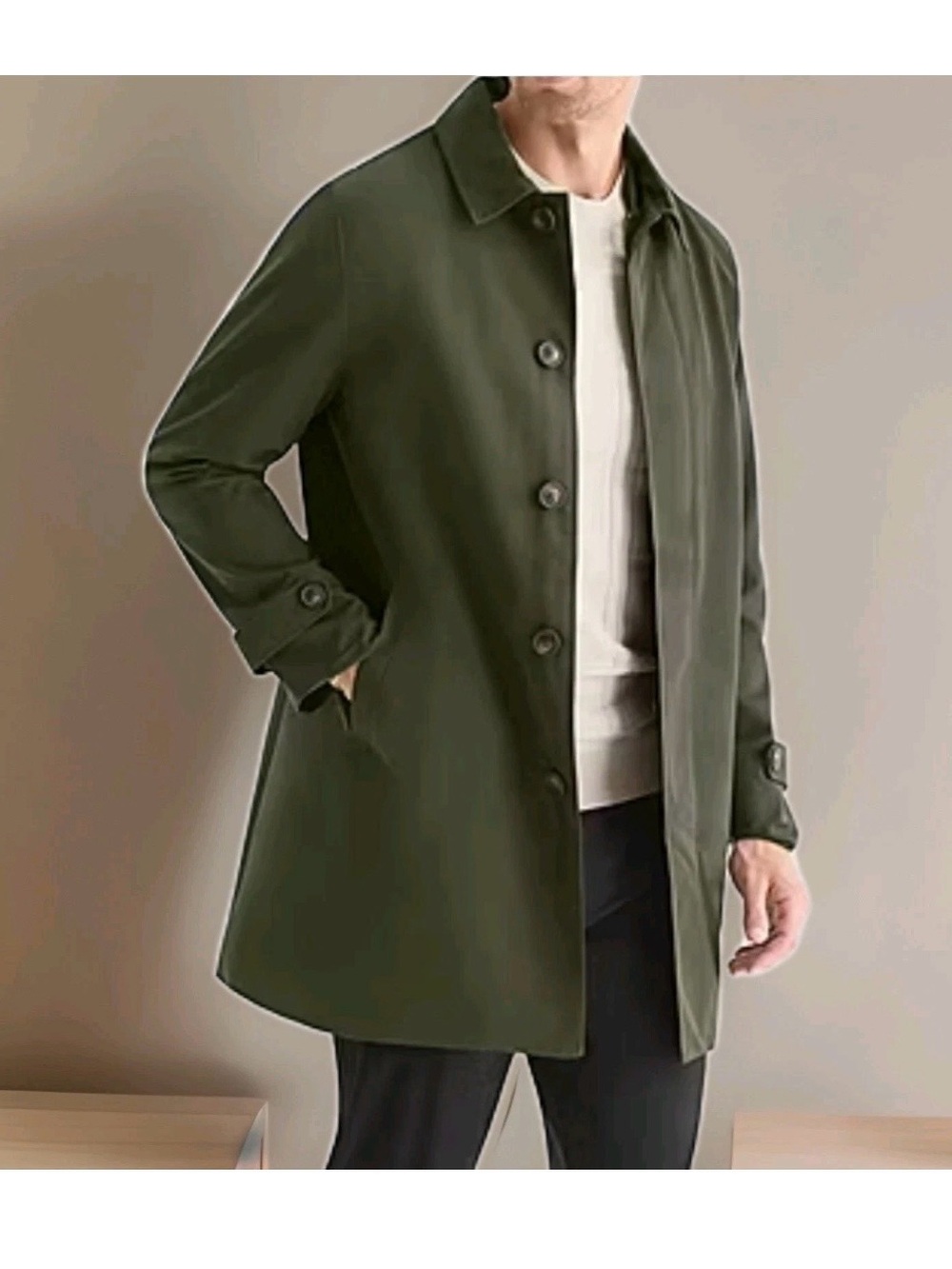 Stafford Men's Trench Coat Jacket Deep Green Small NEW Regular Fit Midweight NWT